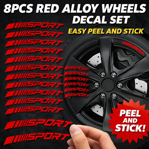 8pcs red alloy wheels car - red,