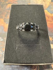 🖤 S925 Sterling Silver Black Gemstone Ring | Gothic Witch Jewelry | Size Q