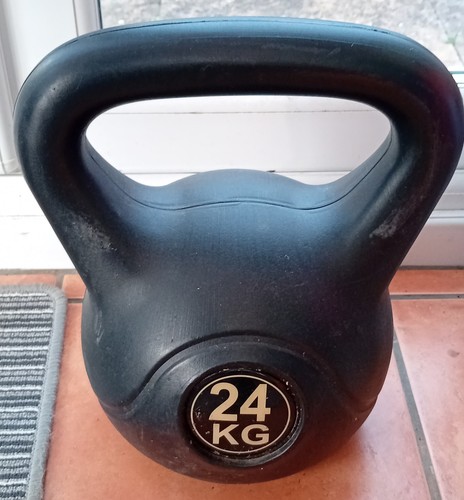 24kg kettlebell black plastic - black,