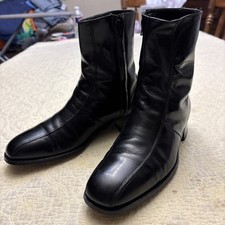 VTG Florsheim Imperial Beatles Black Leather Zip Ankle Dress Boots Men's Sz 8D