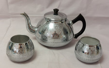 Swan Carlton Vintage 8 Cup Teapot 1950’s with 2 matching sugar / jam pots ~ PROP