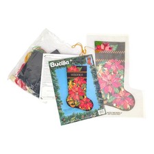 Bucilla Poinsettia Tapestry Needlepoint Stocking Kit 60725 | Barely Started