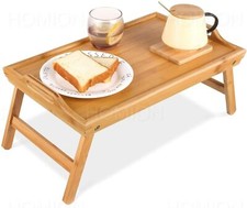 Bamboo Wooden Bed Tray Table With Folding Legs Portable Breakfast Serving Tray