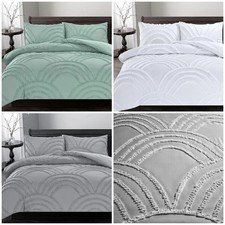 Luxury Designer Bedding Zara Embossed Frill Duvet Cover Set with Pillowcases