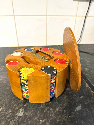 Vintage wooden rotating poker