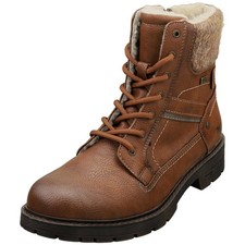 Mustang Side Zip Low Heel Womens Ankle Boots in Brown