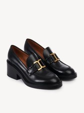 Chloé Marcie Heeled Loafers Black Leather size EU39 UK6 NEW