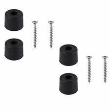 4 BLACK RUBBER DOOR STOP STOPS STOPPER 33MM INCLUDES SCREWS NEW