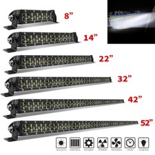Dual Row 8/14/22/32/42/52'' Led Light Bar Night Driving Spot Lamp Offroad 4x4