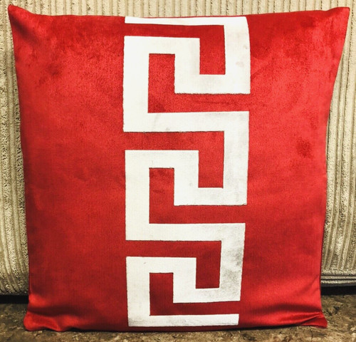 Red silver middle greek keys - &,