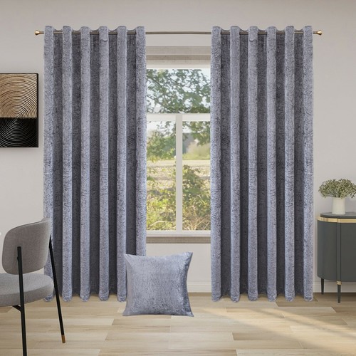 Crushed velvet curtains - velvet, pair