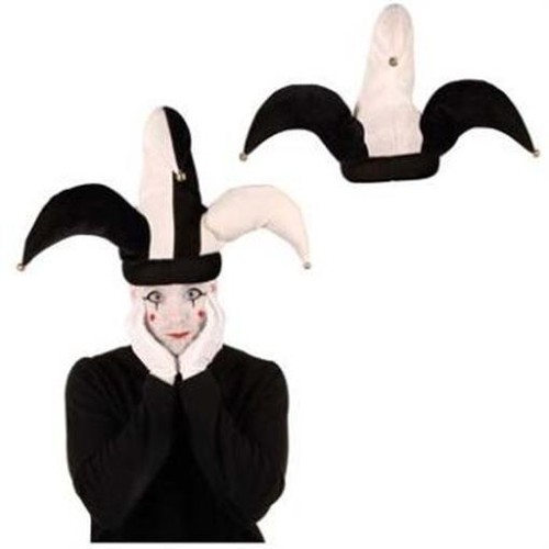 Plush black white - white, hat