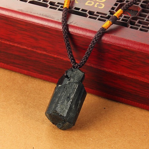 Black tourmaline pendant - black,