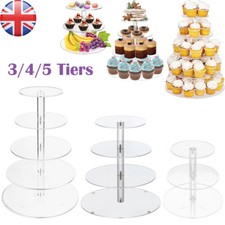 Clear Acrylic Round Cupcake Stand Display Wedding&Party 3/5 Tier Cup Cake Holder