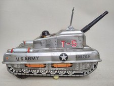 Rare Vintage Tin Plate Litho US Army T-5 Tank Battery Operated WORKING 