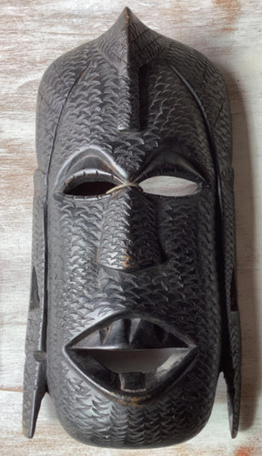 Hand carved african face mask - face,