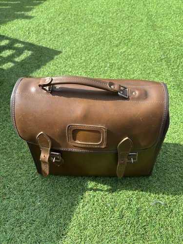 Vintage leather lawn bowls bag - leather,