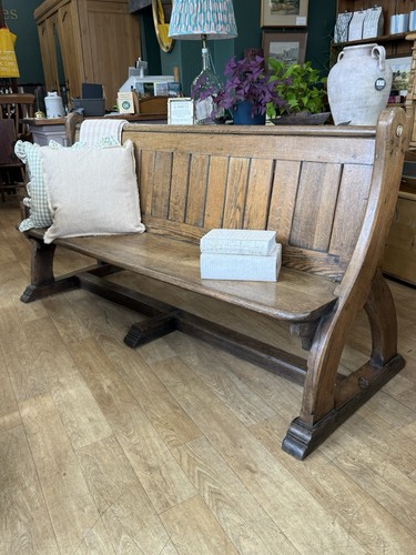 Antique oak church - pew, /