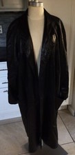 Maxima Vintage Black Leather Trench Oversized Coat Size L