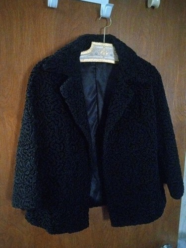 Black persian curly lamb coat - black,