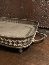 ORNATE SHEFFIELD PLATE Galleried TRAY on Claw & Ball Feet / Engine Turned