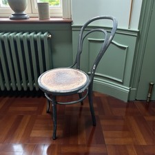 Thonet Mundus  Vintage Bentwood Bistro Chair With Distressed Pitch Black Patina