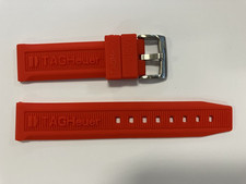 TAG HEUER Watch RED Genuine RUBBER Strap Band Bracelet Silver Clasp 20mm