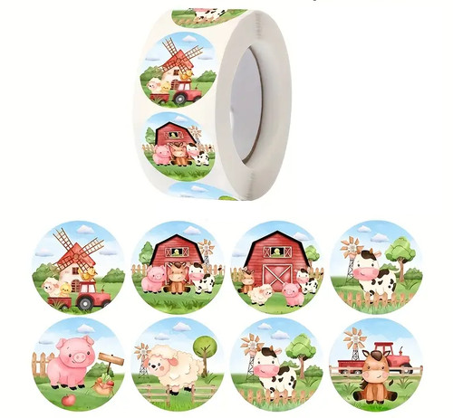 Cute farm animal - stickers, barn