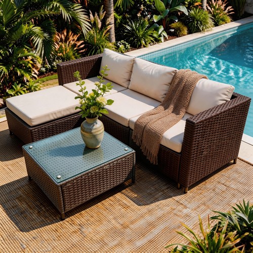 Rattan corner sofa set - corner,