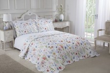 Bedspread Set 3Pcs Quilted Patchwork Bedspread Double King Single Bed S Meadow