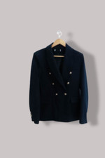 Vintage women's double breasted tailored navy blazer M| SKU 2931