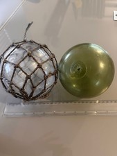 Vintage Glass Fishing Floats – LT Clear Net Float & Heye Green Float (Germany