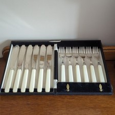 Vintage Boxed EPNS Fish Cutlery Set 6 Place Settings
