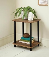 Small Side Table Walnut Bedside Table 2 Tier Occasional Tables Contemporary Wood