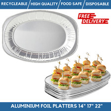 Aluminium Catering Serving Platters Party Foil Platters 14", 17", 22" Foil Trays