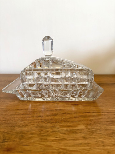 Vintage pressed glass butter - pressed,