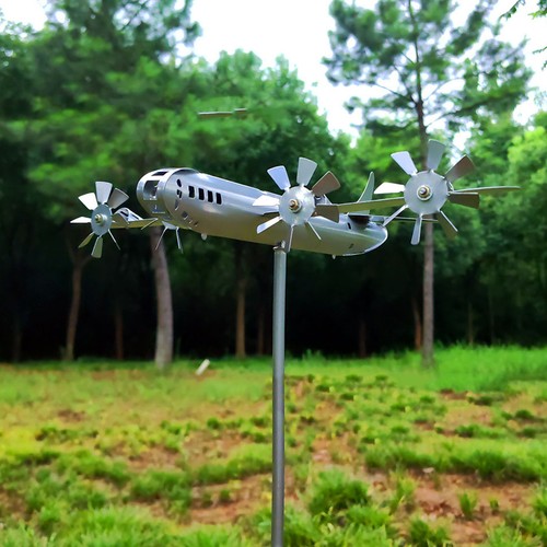 Airplane windmill silver metal - windmill,