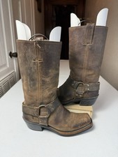 Frye Brown Leather Boots 77300 Tan Harness Buckle Women’s US Size 7 M