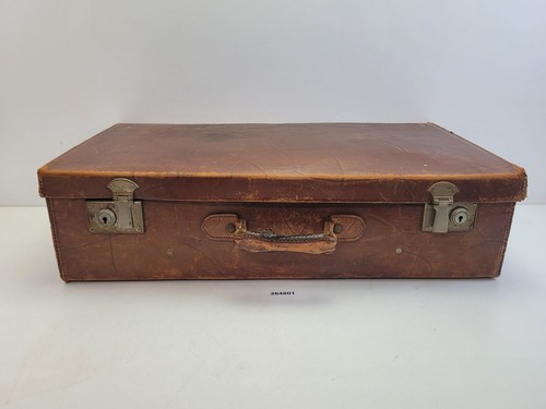 Suitcase real leather brown