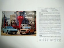 OPEL MANTA ASCONA 1.6 1.9 Deluxe SR Berlina Berlinetta Brochure + Spec Page 1976