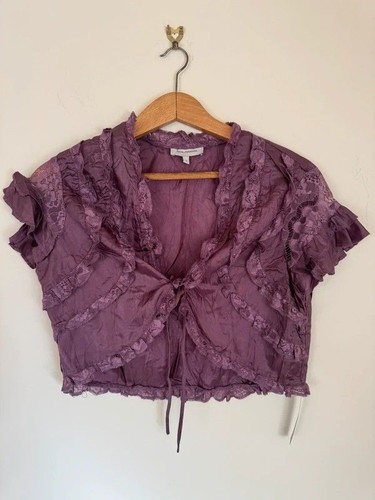 90s crop lace bolero - , top