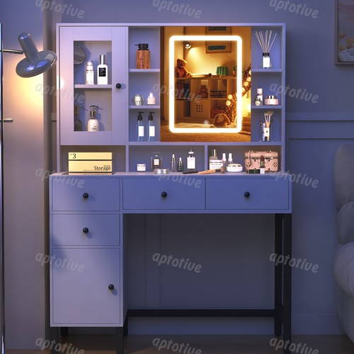 White dressing table with - table,