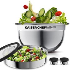 Salad Bowl Kit 74oz,Salad Container For Lunch,18/8 Stainless Steel,Salad Bowl...