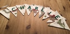 PERSONALISED BOYS LAURA ASHLEY DINOSAUR NAME FABRIC BUNTING  PRICE PER FLAG
