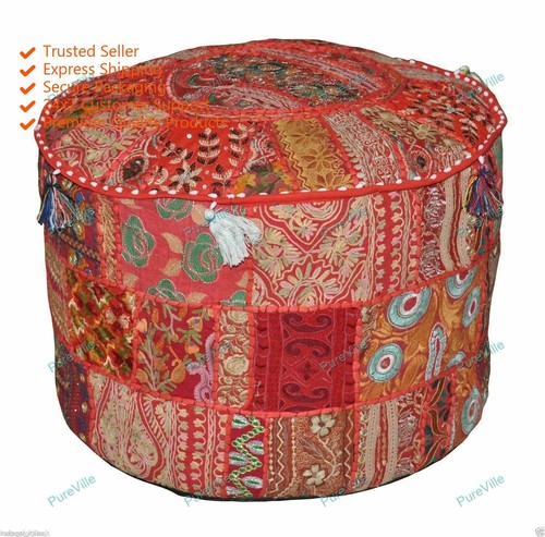 Floral pouf ottoman - ottoman, indian