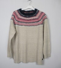 Weird Fish women's Crew neck Long Sleeve  fair isle Jumper Cream size 12 - 22