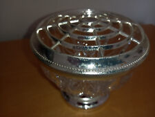 Vintage Small Cut Glass & Silver Metal Footed Pedestal Rose Bowl