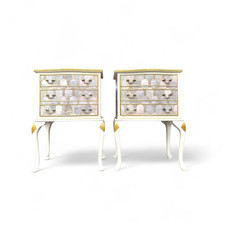 Pair of Professionally Upcycled Bedsides with Art Deco Bethan Gray Decoupage