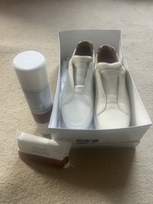 Russell Bromley Park Up Laceless Flatfront Leather Trainer Off White, EU 39/6