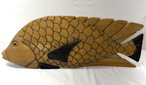 Large hand carved wooden - large, fish